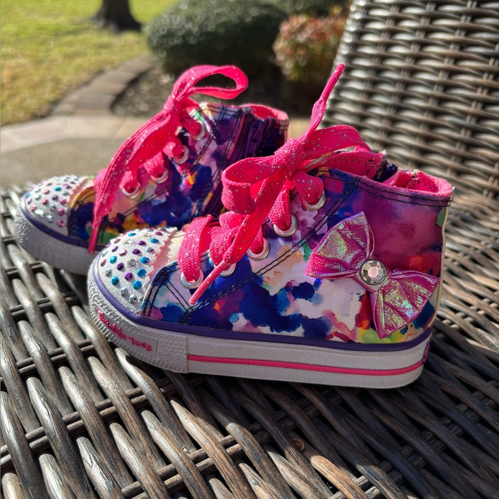 Skechers Toddler Twinkle Toes Colorful High-Top Tennis Shoes